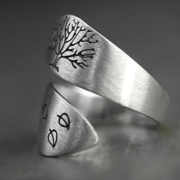 5/25 Brand New, adjustable silver 1pc Vintage Tree Of Life Split wrap Ring - Picture 4 of 6